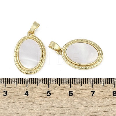 Brass Pave Natural Shell Pendants KK-Z078-15G-1