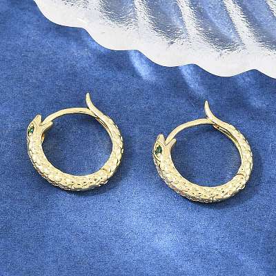 Brass Micro Pave Cubic Zirconia Hoop Earrings KK-CBAD104-04G-B-1