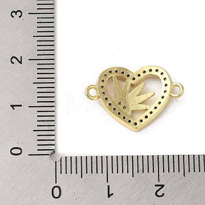 Rack Plating Brass Micro Pave Clear Cubic Zirconia Heart with Sun Connector Charms KK-C052-46G-1
