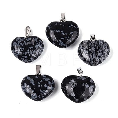 Natural Snowflake Obsidian Pendants G-N362-05P-01-1