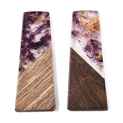 Opaque Resin & Walnut Wood Pendants RESI-T058-04E-1