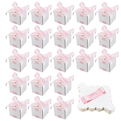 Square Paper Wedding Candy Storage Boxes with Ribbon AJEW-WH0609-744B-1