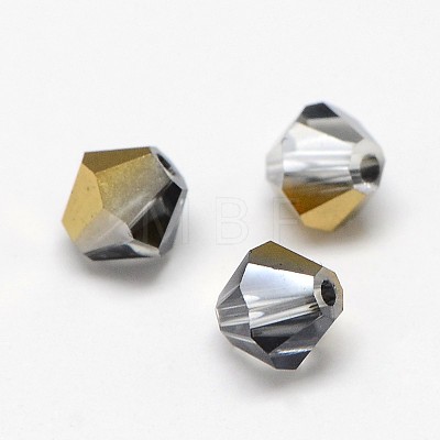 Electroplate Crystal Glass Bicone Beads GGLA-F026-C02-1
