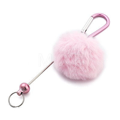 Aluminum Alloy Pom Pom Ball Beadable Keychain Bar HJEW-Q001-01A-1