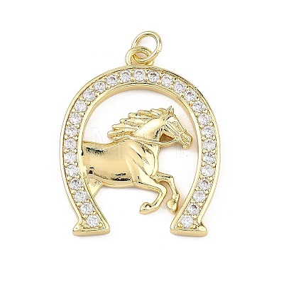Brass Micro Pave Clear Cubic Zirconia Pendants KK-B177-05C-G-1