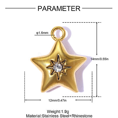 304 Stainless Steel & Rhinestone Pendants STAS-OY015-69G-1