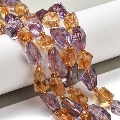 Natural Citrine & Amethyst Beads Strands G-H074-C01-03-1