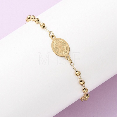 Religion 304 Stainless Steel Link Bracelets BJEW-F524-05A-G-1