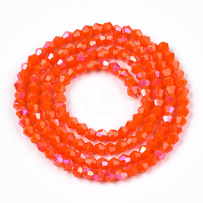 Opaque Solid Color Electroplate Glass Beads Strands EGLA-A039-P2mm-L03-1