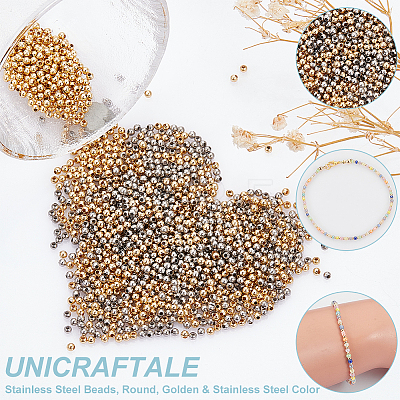 Unicraftale 2000Pcs 2 Colors 304 Stainless Steel Beads STAS-UN0050-61-1