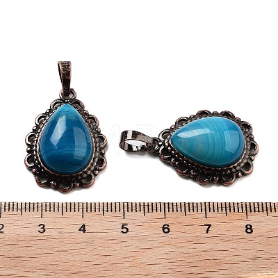 Natural Banded Agate Teardrop Pendants G-K363-01R-10-1