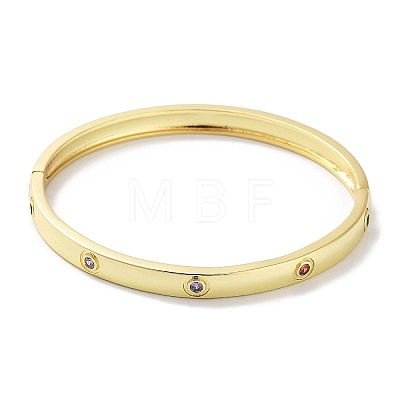 Brass Pave Colorful Glass Bangles for Women BJEW-Z061-25A-1