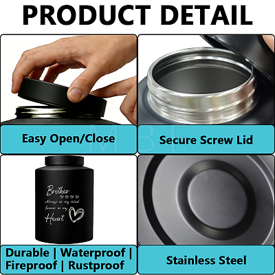 1Pc Column Stainless Steel Urn for Human Pet Ashes AJEW-PS0001-01C-1