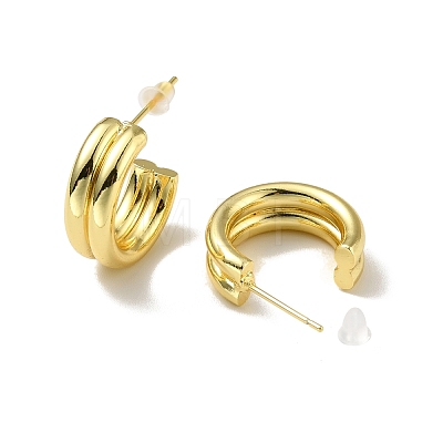 Brass C-shape Stud Earrings EJEW-A070-17G-1