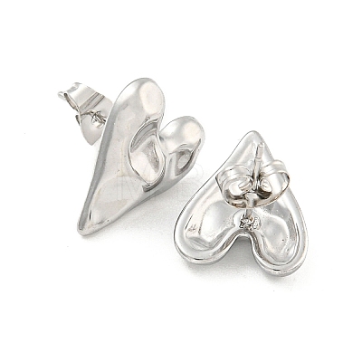 Non-Tarnish Heart 304 Stainless Steel Ear Studs EJEW-L290-025P-1