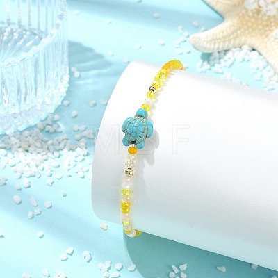 Abacus Glass & Dyed Synthetic Turquoise Beads Stretch Bracelets for Women BJEW-JB13812-02-1