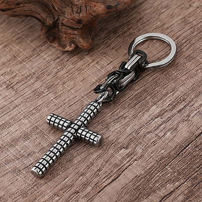 304 Stainless Steel Tartan Cross Keychains SL6248-1