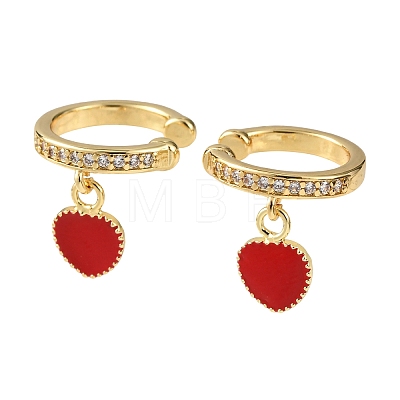 Valentine's Day Brass Micro Pave Clear Cubic Zirconia Cuff Earrings EJEW-Z164-24G-1