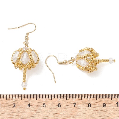 Transparent Electroplate Glass & Seed Glass Beads Dangle Earrings EJEW-MZ00714-01-1