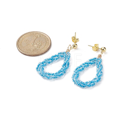 Teardrop Glass Seed Beads Dangle Earring EJEW-JE05127-1