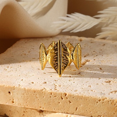 304 Stainless Steel Open Cuff Rings for Women RJEW-U060-01H-G-1