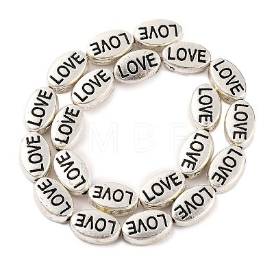 Oval with Word Love Tibetan Style Alloy Bead Strands X-TIBEB-O007-24-LF-1