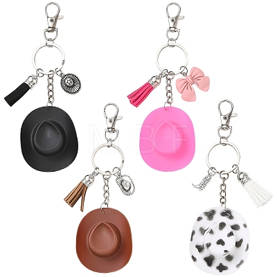 Plastic & Alloy & Faux Suede Tassel Pendant Keychains KEYC-YW00304-02-1