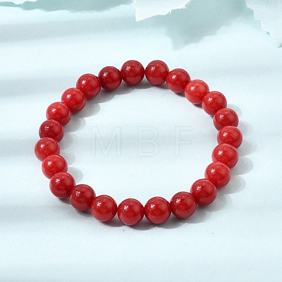 8MM Natural Dyed White Jade Round Beaded Stretch Bracelets for Women GG-CBA3F02-12A-1