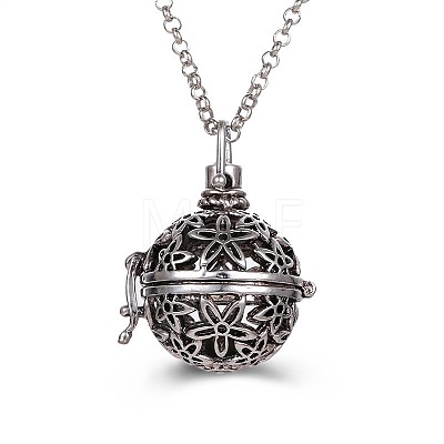 Hollow Heart Alloy Cage Pendant Necklaces SW2952-2-1