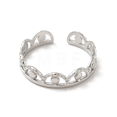 304 Stainless Steel Crown Open Cuff Ring for Women RJEW-E066-08P-1