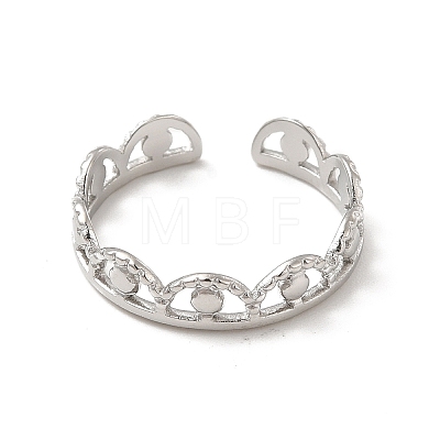 Non-Tarnish 304 Stainless Steel Crown Open Cuff Ring for Women RJEW-E066-08P-1