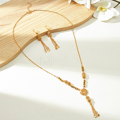 Flower Stainless Steel Column Tassels Earrings & Necklaces Sets for Women TX1175-1