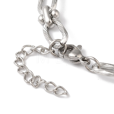 Non-Tarnish 304 Stainless Steel Twisted Oval Link Chain Bracelets for Women BJEW-B092-08P-02-1