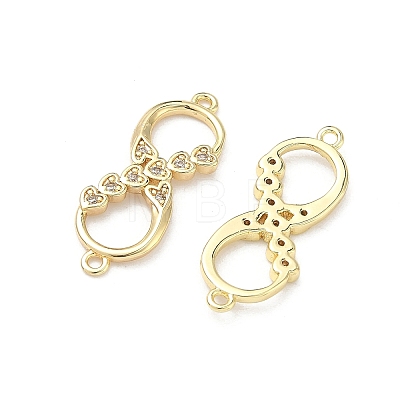 Brass Micro Pave Cubic Zirconia Heart Infinity Connector Charms KK-P350-12G-01-1