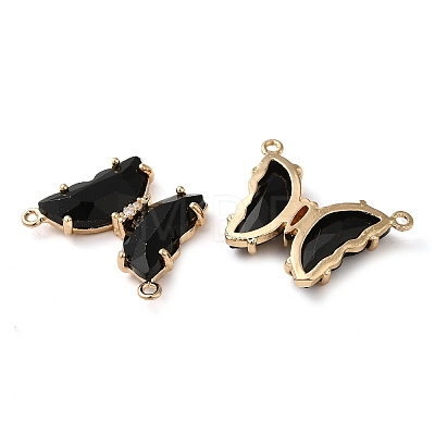 Brass Pave Faceted Glass Connector Charms FIND-Z020-03A-1