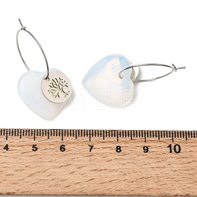 Natural & Synthetic Gemstone & 304 Stainless Steel Hoop Earrings for Women EJEW-G475-05P-1