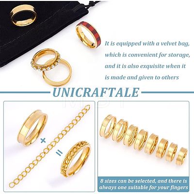 Unicraftale 16Pcs 8 Size 201 Stainless Steel Grooved Finger Ring for Men Women RJEW-UN0002-37-1