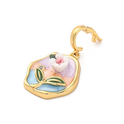 Brass Enamel Pendants KK-S502-04G-B-1