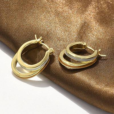 Two-layer Oval Brass Enamel Hoop Earrings EJEW-S252-03C-G-1