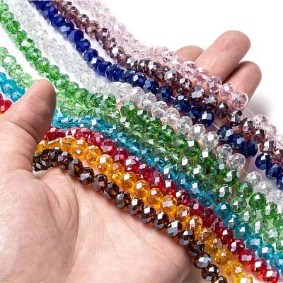Electroplate Glass Beads Strands EGLA-X0007-01C-8mm-1