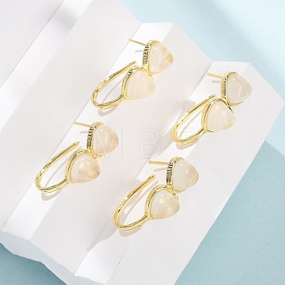 Valentine's Day Heart Natural Quartz Crystal Stud Earrings EJEW-T053-01G-08-1