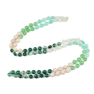 Natural Agate Dyed White Jade & Fossil Beads Strands G-Z135-B02-1