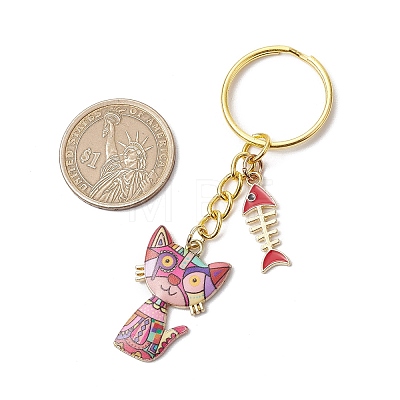 Alloy Enamel Cat Keychain KEYC-JKC01182-02-1