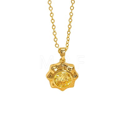 Brass Pave Gold Cubic Zirconia Star Pendant Necklaces for Women WG2341B-03-1