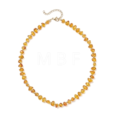 Natural Amber Chip Beaded Necklaces for Women NJEW-JN05862-1