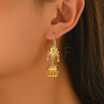 Vintage Ethnic Bell Brass Hoop Earrings LS-VD5879-1