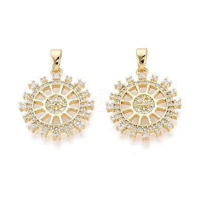 Brass Micro Pave Clear Cubic Zirconia Pendants KK-T075-89G-1