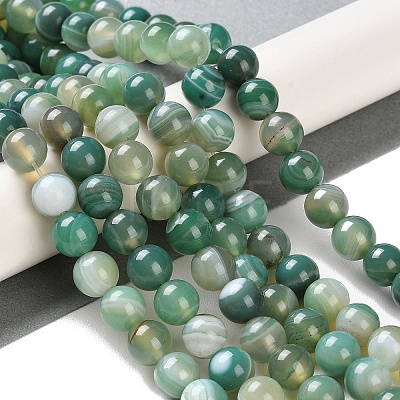 Natural Striped Agate/Banded Agate Beads Strands X-G-Z060-A01-B01-1