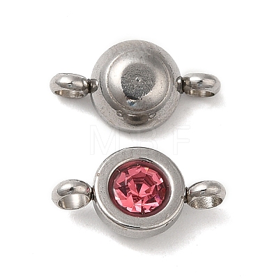 304 Stainless Steel Single Rhinestone Connector Charms STAS-E194-13P-M-1