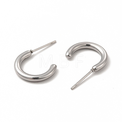 304 Stainless Steel Ring Stud Earrings EJEW-C004-12C-P-1